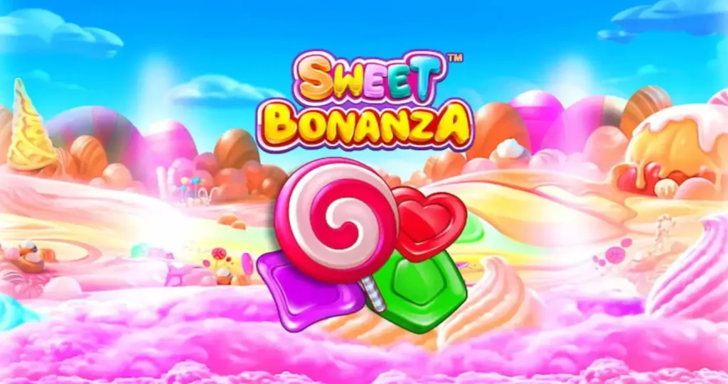 Sweet Bonanza açılış ekranı: şeker diyarında renkli lolipop ve şekerler